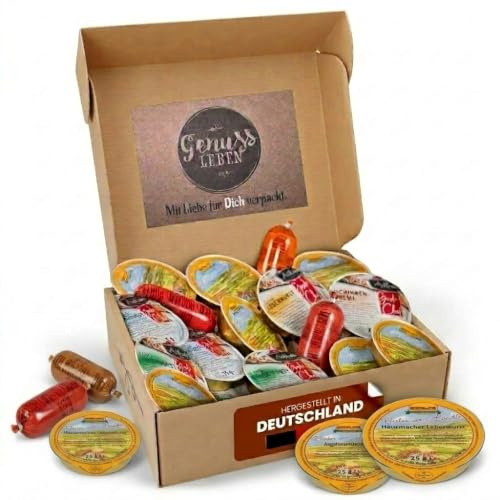 Genussleben® Frühstücksbox Mini Wurst haltbar 500g – 16+ Portionen | Praktische Einzelportionen à 25g | Ideal für unterwegs & Vorrat | Herzhaftes Geschenk für Familie & Freunde