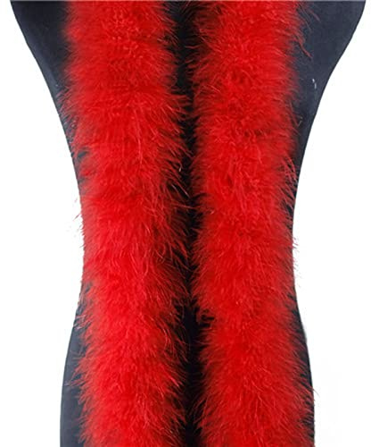 Haiaxx 2 Mètres de Plumes de Marabout Boa pour Sapin de Noël, Ruban de Dinde, Robe de Mariée, Châle, Bricolage et Artisanat - Rouge