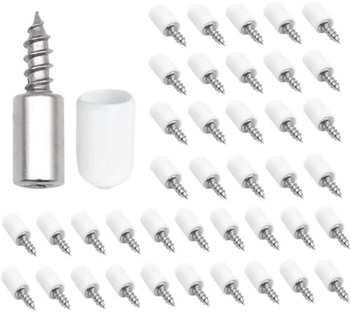 BORISCA 40 PCS Acero Sólido Soporte Baldas Armario, Tornillo Autorroscante Soporte Estante Cristal con protectora Antideslizante, para Soporte Estanteria Zapateros Alacenas Librerías Otros Muebles