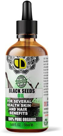 Black Seed Oil Nigella sativa Organic Cold Pressed, High Strength Thymoquinone Cold & Freshly Pressed 100% Pure Virgin (50ml dropper)