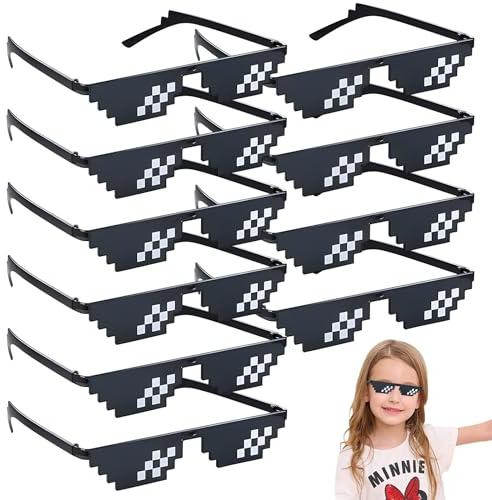 cailiya 10Pares Gafas de Sol Pixel,Gafas de Mosaico,gafas de sol para fiestas,Gafas de Fiesta Pixelado,para Niñas Niños (triángulo)