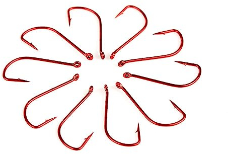 Angelhaken 10 Stück Angelhaken Karpfen-Angelhaken aus Hartstahl mit beringtem Widerhaken, Einzelhaken mit Öse for Angeln Angelzubehör (Color : 11#)