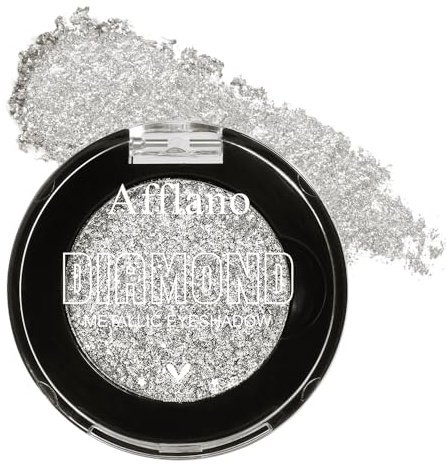 Afflano Palette de Fards à Paupières à Paillettes Argentées, Super Pigmentées Eyeshadow Chatoyantes Uniques, Estompable, Neutre Métallisé Pailleté, Smoky Scintillant Argent Maquillage Des Yeux, 1H