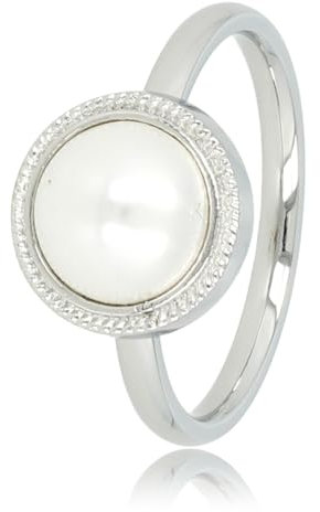 My Bendel - Ring Silber mit weißer Perle- Stylischer Vintage Ring für Damen mit Perle - Bleibt schön und Verfärbt nicht - Stapeln Ringe - mit Luxuriösen Geschenkverpackung