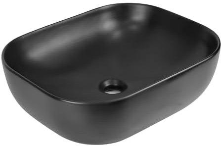 Lavabo Da Appoggio Ceramica Nero Ovale Lavandino Arredo 50,5x40,5x14 Cm