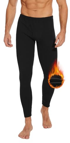 AKKQHH Thermo Unterhosen Herren Lange Warm Thermohose Männer Thermounterwäsche Winter Skiunterwäsche Fleece Funktionsunterwäsche Unterwäsche Hose(Schwarz,L)