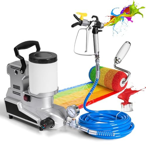 1600W Luftlös Färgspruta, 2L Högtrycksfärgsprutmaskin, Elektrisk Väggsprutpistol, Flöde 2,5L/Min, 5m Slang, för Husmålning DIY-Möbler,220V