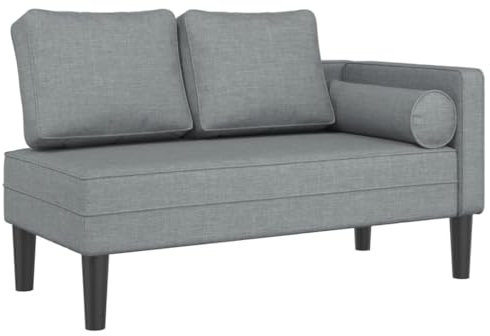 vidaXL Chaiselongue, Indoor Lounge Sofa mit Kissen, Gepolsterte Recamiere für Wohnzimmer Schlafzimmer Büro, Relaxliege Couch, Hellgrau Stoff