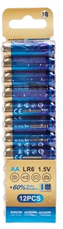Pile alcaline AA 1,5 V de 12 unités, idéale pour Les appareils électroniques, Les télécommandes et Les Jouets.