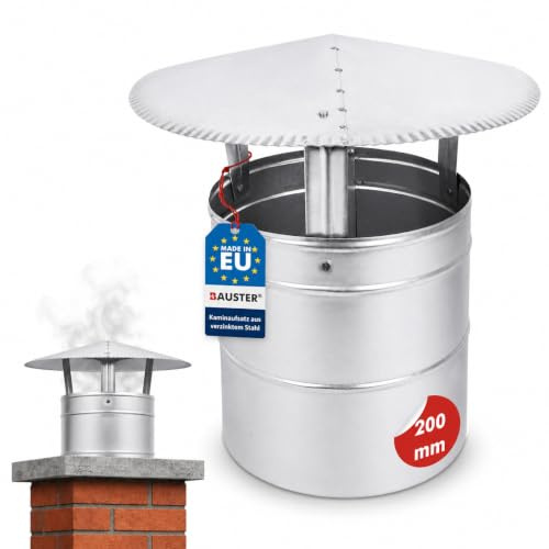 Lüftungsschornstein aus verzinktem Stahl – Wetterfester Kaminaufsatz mit Regenschutz, Ideal für Abluftrohre, Lüftungsschächte und Schornsteine Erhältlich in verschiedenen Größen ∅80-250mm (∅ 200mm)