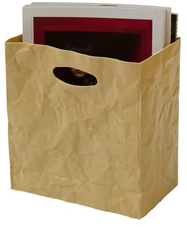 Generisch Blumenvase braun edle Dekovase mit Knitteroptik Blumenbox Aufbewahrungsbox Geschenktüte aus Kunststoff- Knitterbox Midi