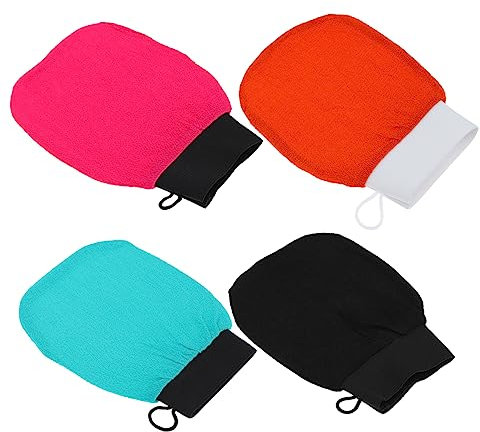 Healeved 4pcs Bath Skin Cleaners Skin Scrubbers Exfoliating Gloves for Exfoliating Body Scrub Mitt and Shower Mitt