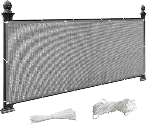 Balkon-Sichtschutz, 55 x 380 cm, UV-Schutz, Balkon-Sichtschutz, Zaun, Sonnenschutz, Stoff, maßgeschneidert, für Terrasse, Terrasse, Grau