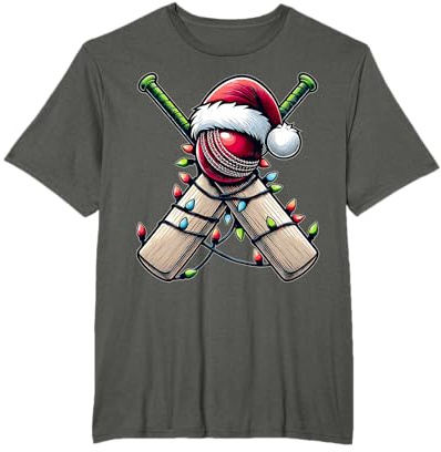 Cricket Player Team Christmas Hat Xmas T-Shirt