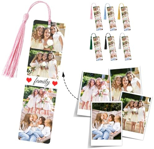 Benutzerdefinierte Foto Lesezeichen,Personalisierte Lesezeichen mit Bildtext, Für Freundin Lehrer Familie Geburtstage Weihnachten Valentinstag Geschenk （4 Bild）