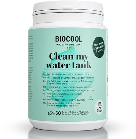 Biocool Frischwassertank-Reinigungstabletten – Angetrieben durch OxyTech Aktivsauerstoff-Technologie | Biofilm-Entfernung & Systemhygiene | Chlorfreie Alternative | 50 Tabletten für bis zu 200 L