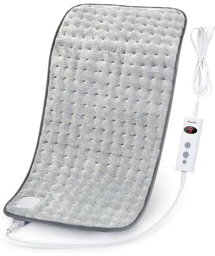 Heizkissen mit Abschaltautomatik 1,5 Stunden für Rücken Nacken Schulter Elektrisch Wärmekissen 10 Stufen Temperaturstufen Schnell Heiztechnik, 30x60cm, Grau