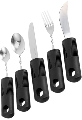 HAMPPLIES 1juego Utensilios Adaptativos Anti-deslizantes Para Mayores y Discapacitados Utensilios De Comida Portátiles Diseño Ergonométrico y Materiales Duraderos Para Uso Interiores y