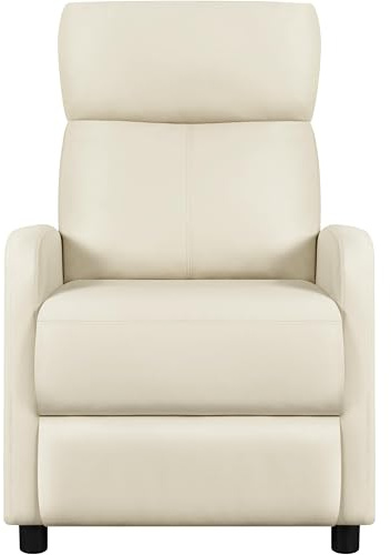 Yaheetech Poltrona relax per TV, divano singolo, con poggiagambe regolabile, in similpelle, colore beige