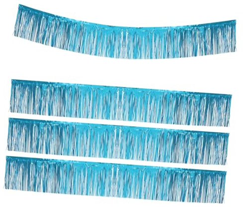 Cabilock 4 Piezas Faldas de Mesa de Franjas Metálicas de Decoración para Fiestas Bodas y Cumpleaños Cortinas de Tinsel para Eventos
