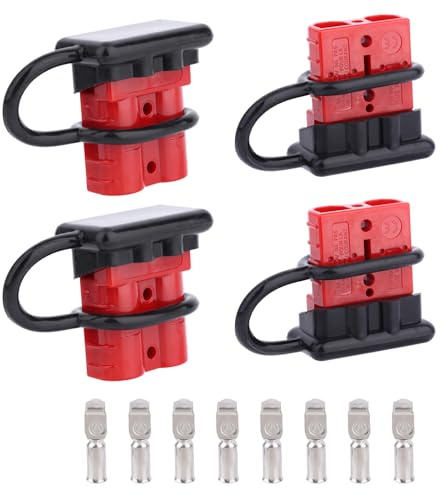 Penitue 4pz Connettori, Kit di Spine Connessione & Sconnessione Batteria 50A 12V-36V per Cavi da 6 a 12 AWG per Auto Moto ATV Argani Ascensori Motori e Altro (Rosso)