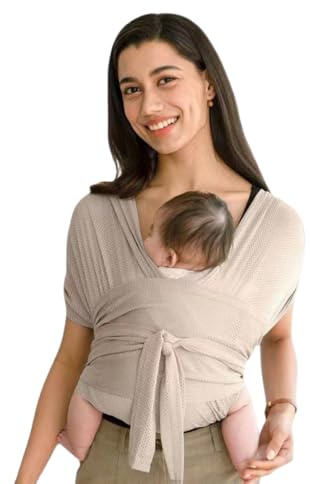 Tragetuch Baby Neugeboren,Babytrage Neugeborene,Elastisches Tragetuch Neugeboren,Verstellbare Babytrage,für Hände Frei,Freihändige Trage (Beige)