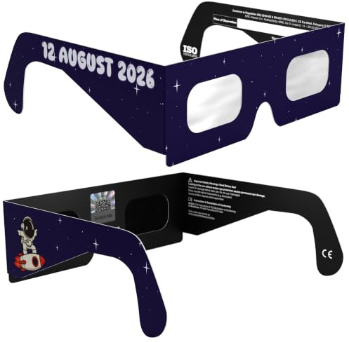 Absolute Eclipse Sonnenfinsternis Brille 2026 zum Sehen der Sonnenfinsternis - ISO 12312-2 CE Zertifiziert - 12. August 2026 - Erwachsene Kinder - EU Hersteller Anerkannt AAS - 55+ Designs