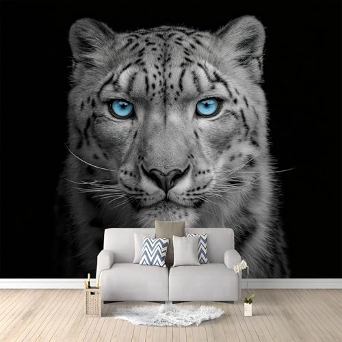 Papel Pintado Tejido No Tejido 200 x 140 cm (An x Al), Negro Fotomurales - Elegante Minimalismo Animales Leopardo Decoración de Pared con Murales Decorativos