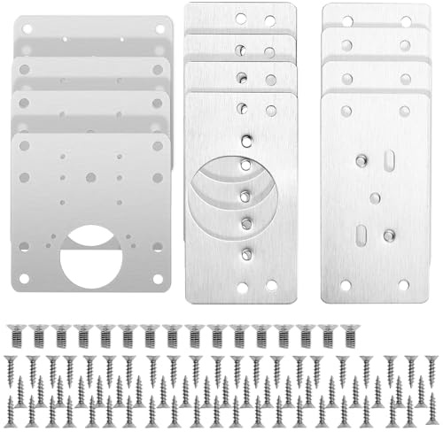 Jasjfasd 12 Piezas Placa Reparación Bisagras Cocina, Inoxidable Bisagras Puertas Cocina con Tornillos de Fijación, Armario Bisagra Artefacto Reparación para de Madera Muebles, Gabinete, Cajón, Ventana