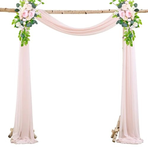 Wedding Arch Draping Fabric 1PC Wedding Arches Chiffon Fabric Curtains Stage Background Roof Ceiling Decoration(Light Pink)