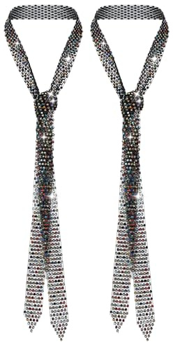 SEAUR Set multifunzione con strass glitterati per sciarpa, cravatta, cintura multicolore, Y2K, discoteca, carnevale, festival, accessori per donne e uomini, diamanti colorati, 2