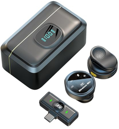 KIMISS Reducción de Ruido Dual Avanzada, Rendimiento de Audio, Micrófono Inalámbrico de Monitoreo de Oído con Duración Extendida de la Batería, Micrófono Inalámbrico para Entrevistas (Tipo C)