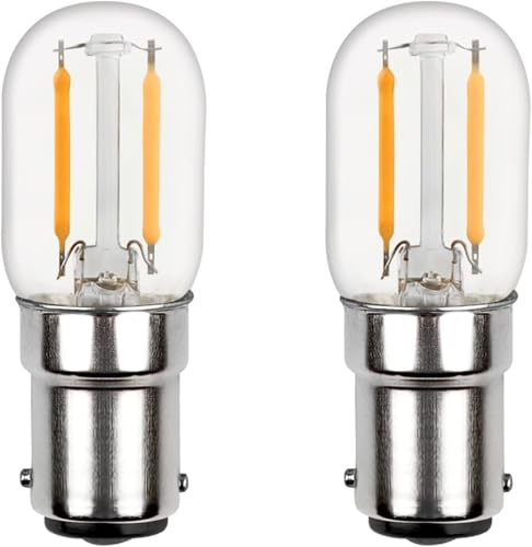 Akynite Ampoule LED Baïonnette 230V Blanc Chaud 2700k pour Machine à Coudre, 150LM, AC 220-240V, 2W Équivalent Lampe Halogène B15d 15W, 2 contacts, non-dimmable, B15d Filament LED, lot de 2
