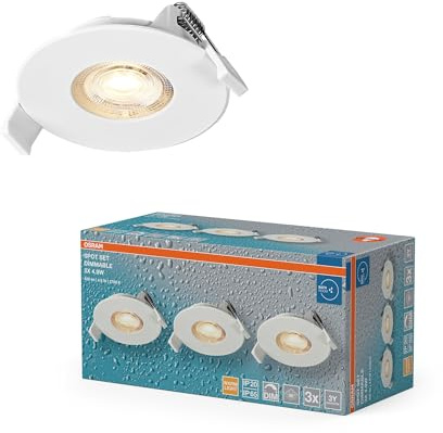OSRAM Foco empotrable LED Spot Set DIM IP65 4,9W Blanco, juego de 3 para exterior regulable, blanco cálido 2700K, para exterior