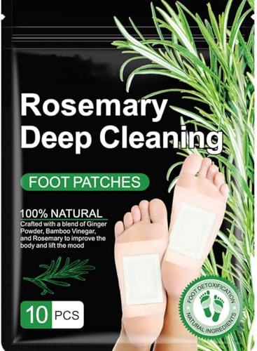 Rosemary Cleansing and Revitalizing Foot Patches, Natural Herbal Formula, Revitalizes Body and Mind, 10 Patches Per Pack