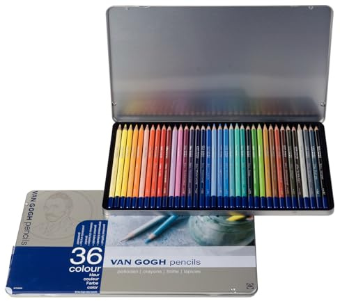 Van Gogh Bleistifte - 36 Farben Set - Lichtechte Buntstifte in Künstlerqualität - Umweltfreundliches Zedernholz - Intensives und leichtes Auftragen - Ideal für ernsthafte Künstler