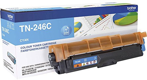 Brother TN246C Original Jumbo-Tonerkassette TN-246C cyan (für Brother HL-3142CW, HL-3152CDW, HL-3172CDW, DCP-9017CDW, DCP-9022CDW, MFC-9142CDN, MFC-9332CDW, MFC-9342CDW)