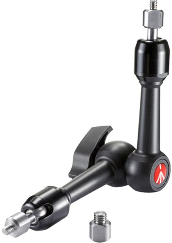 Manfrotto Mini-Reibungsarm 24 cm, 1/4 Zoll & 3/8 Zoll Adapter, Schwarz, für Kamera, Camcorder & LCD-Monitor