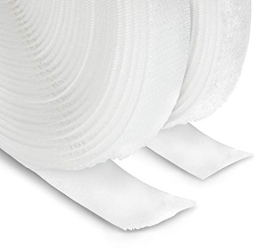 FrogJim Klettband zum Nähen und Basteln weiß 20mm breit - 5m Rolle Flausch und 5 m Rolle Haken 20 mm nicht klebend KRNW5