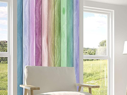 Oedim Vertikale Bordüre, selbstklebend, Vinyl, Wand, Holz, Farben, vertikale Bordüre für Wände, dekoratives Vinyl, Bordüre, 144 x 260 cm, Tapete
