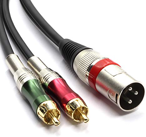 SiYear XLR maschio a Phono 2 RCA adattatore sdoppiatore cavo patch, 1 XLR maschio 3 pin a doppio 2RCA maschio Stereo audio cavo connettore (1.5 m/5FT)