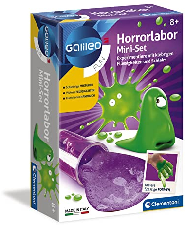 Clementoni Galileo Fun – Horrorlabor Mini-Set, Spielzeug für Kinder ab 8 Jahren, spannende & lustige Experimente mit dickflüssigen Substanzen, für kleine Chemiker von Clementoni 59114