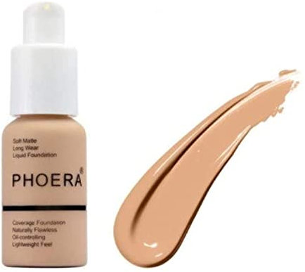 PHOERA Foundation Concealer Makeup Full Coverage Matte Brighten Long Lasting. (102 Nude)