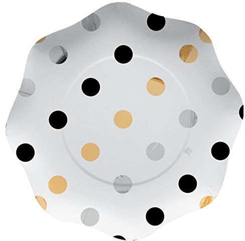 big-party Piattini Dessert 40 pz Pois Prestige - Nero Bianco Oro e Argento