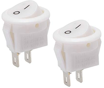 sourcing map 2Stk. Boot Wippschalter rund Kippschalter 2Pin EIN/AUS AC250V/3A 125V/6A Weiß