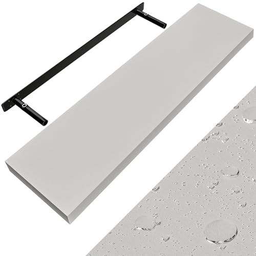 Casaria Mensola da Parete Legno 90cm Supporto 50-110cm Pensile 15kg Cucina Libreria Bianco