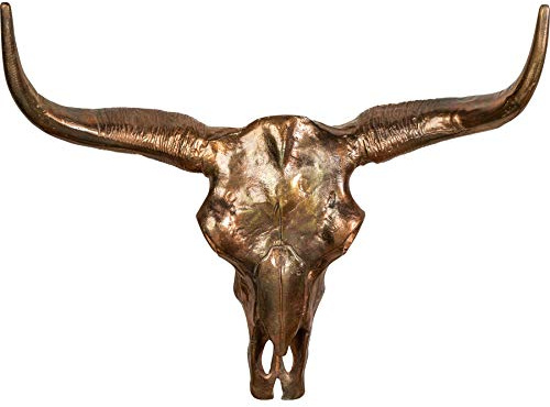 Schädel MATADOR 70cm - kupfer - Metall-Aluminium-Legierung Longhorn Deko | Montiert, Wild-West-Flair, Statement Piece, detailgetreues Design, langlebig, pflegeleichte Oberfläche, eleganter Look