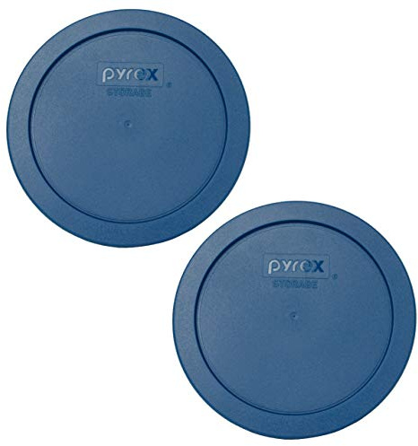 Pyrex 7201-PC Blue Spruce Round Plastic Food Storage Replacement Lids - 2 Pack