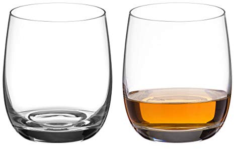 DIAMANTE Whisky Glasses Crystal Short Drink Tumblers Pair - ‘Moda’ Collection Undecorated Crystal - Set of 2