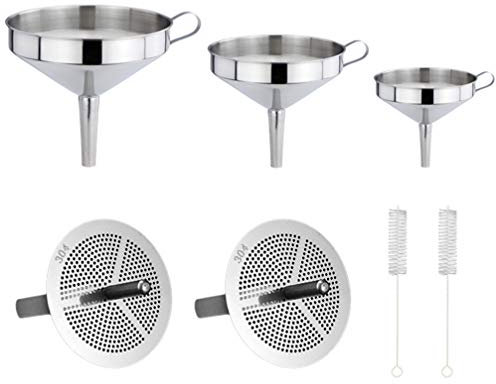 Juego de Embudo de Colador de Cocina Juego de Filtro de Embudo de Acero Inoxidable de 3 Piezas con Asa Y Colador Desmontable para Transferir Líquido Líquido Ingredientes Secos